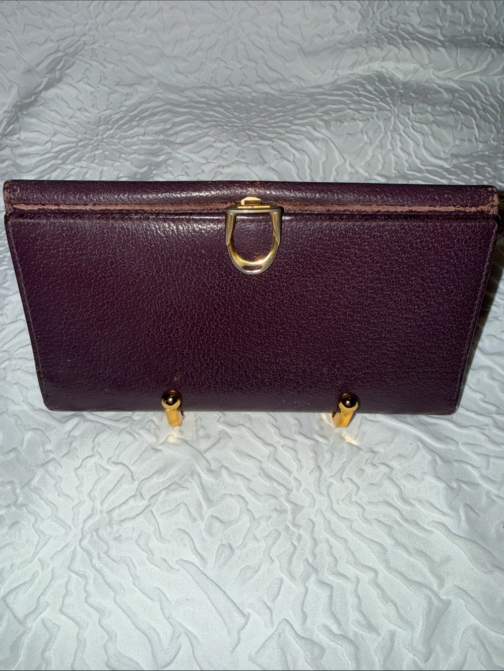 Gucci Women's Leather Clutch Wallet in Dark Plum with Gold Hardware